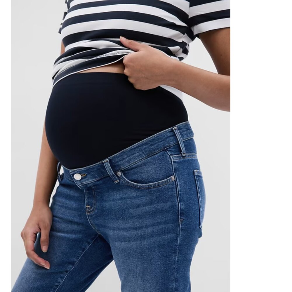 GAP Maternity Vintage Slim Jeans - True Waistband Full Panel - Medium Wash 27S